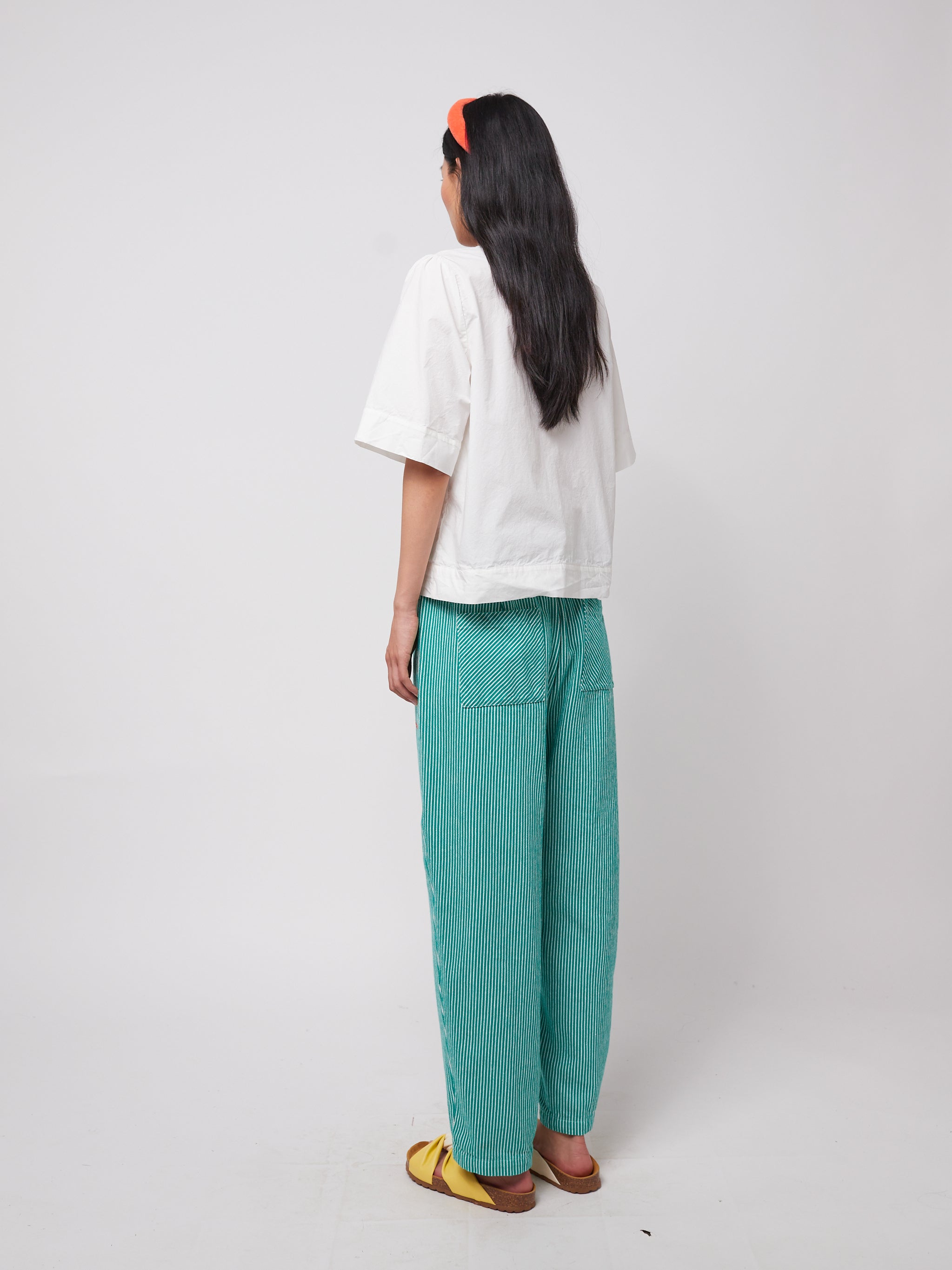 Striped twill cocoon pants