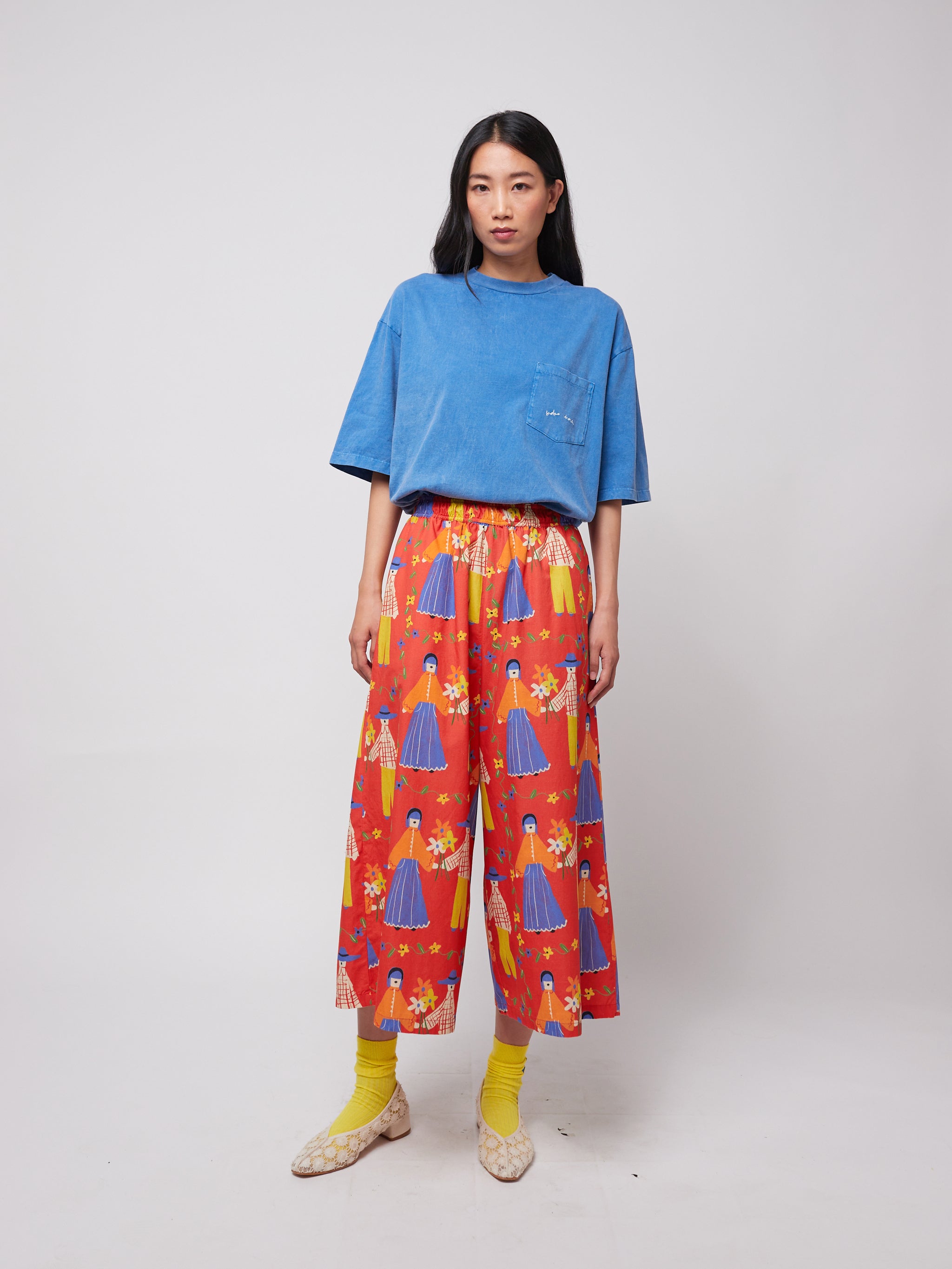 Couples print poplin culotte