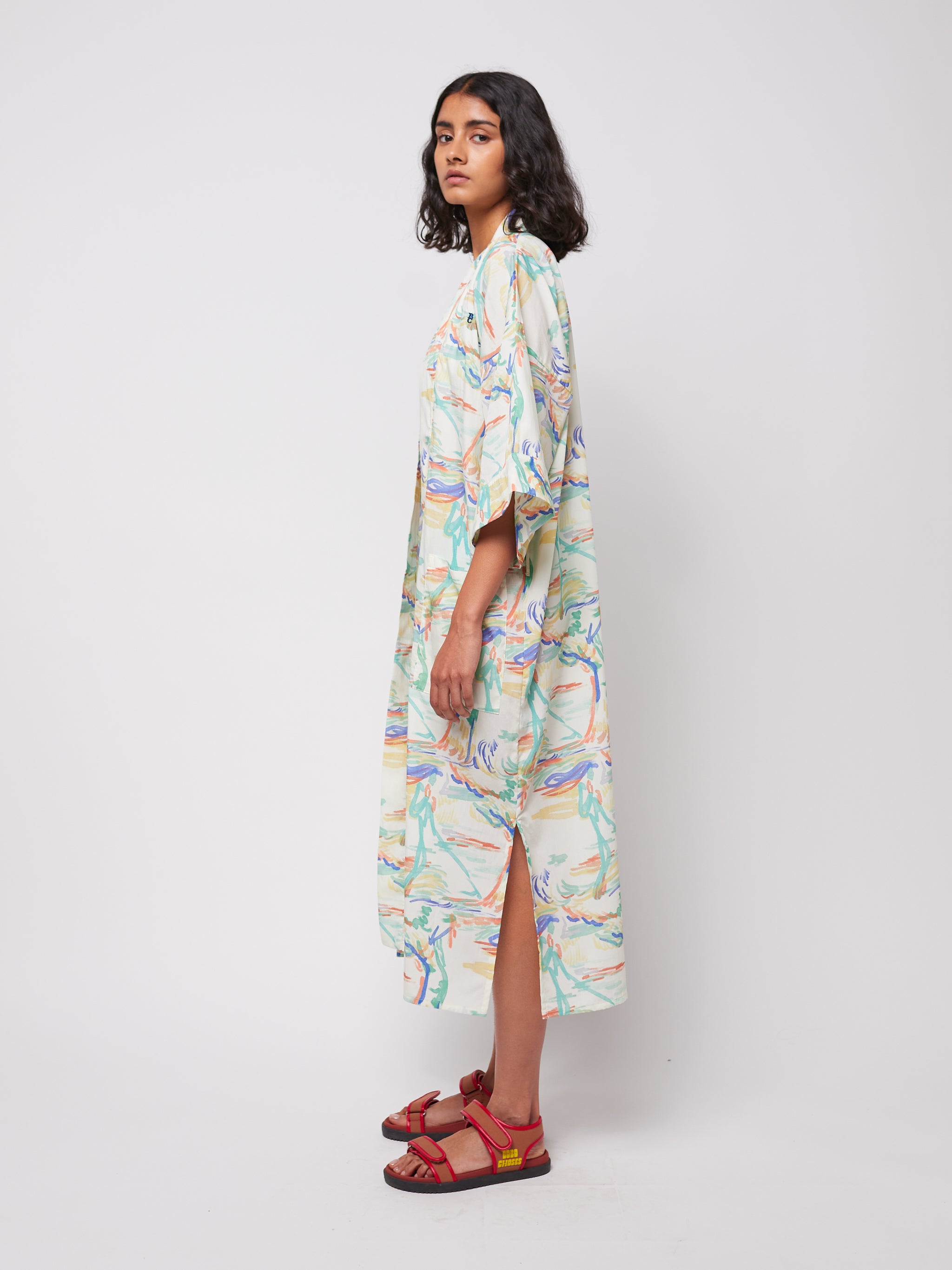 Spring landscape print kimono