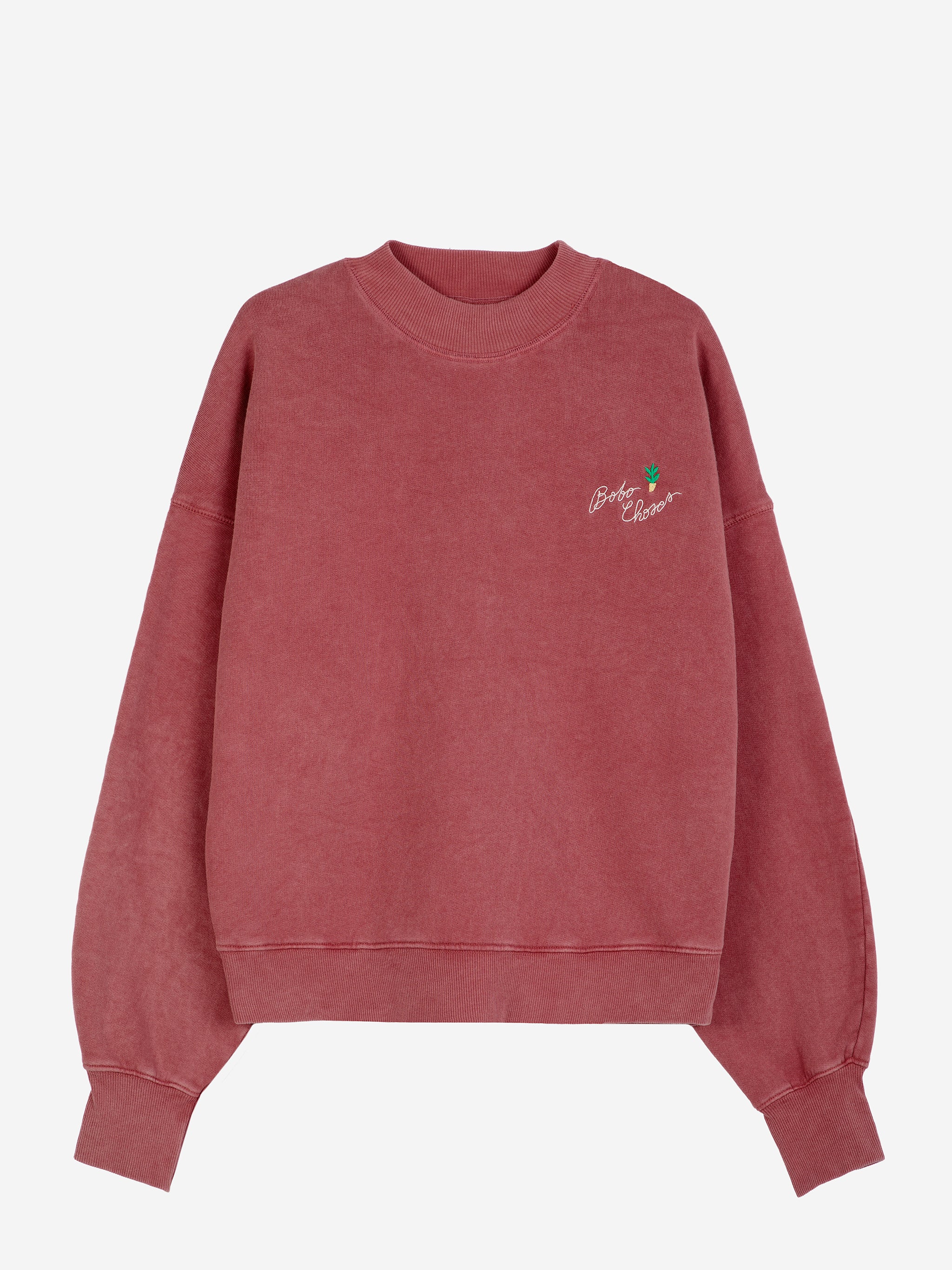 Embroidery mock-neck sweatshirt