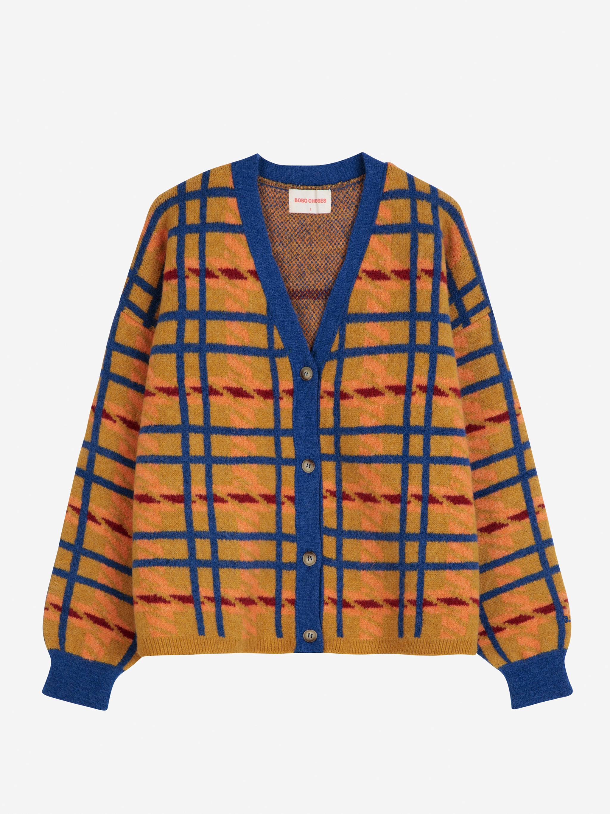 Madras Checked cropped v-neck cardigan