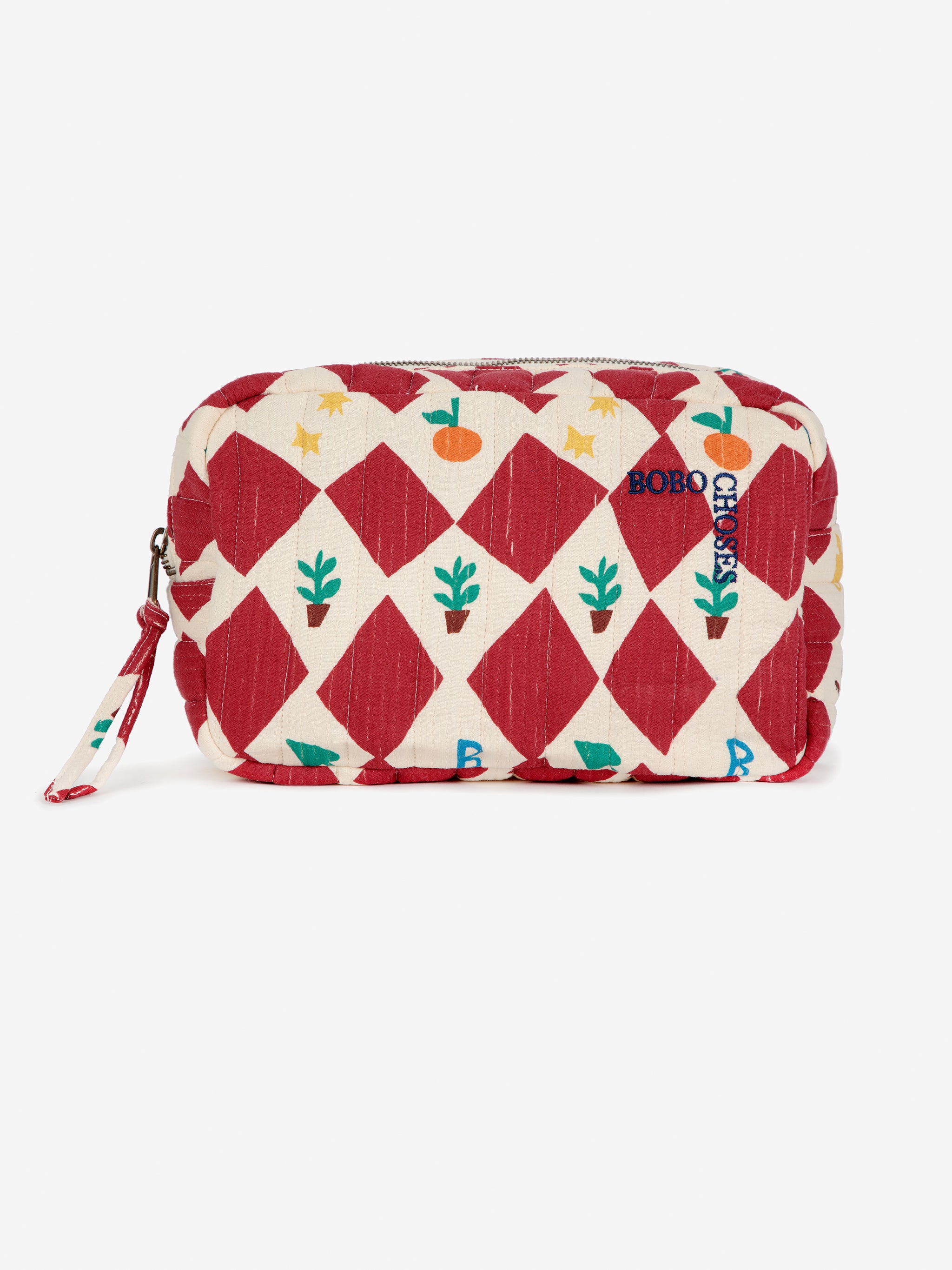 Harlequin printed quilted pouch